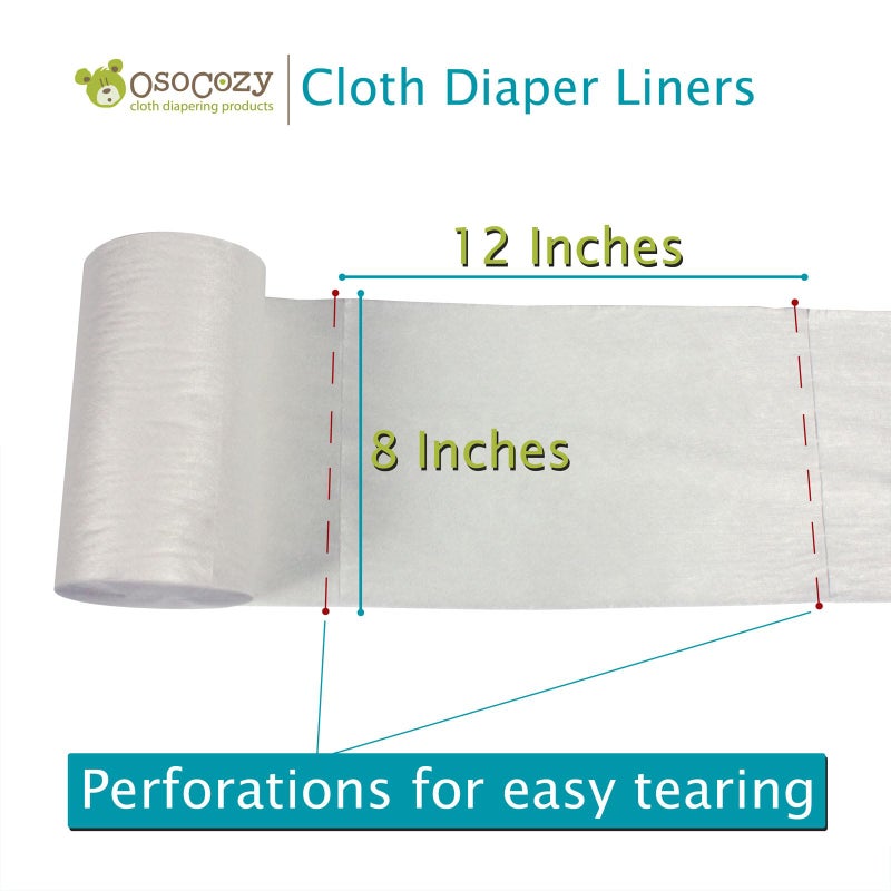 OsoCozy Flushable Diaper Liners 3 Pack - Makes Cloth Diapering Laundering Easier - Super Soft and Gentle on Babys Skin -100 Sheets per roll -3 Rolls. - Image 4